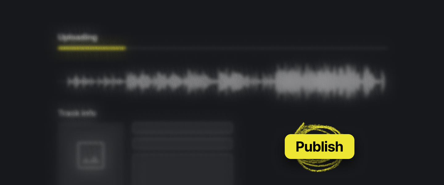 Illustration of a song being uploaded and published
