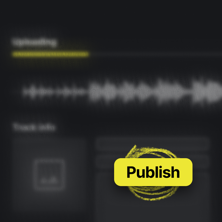 Illustration of a song being uploaded and published