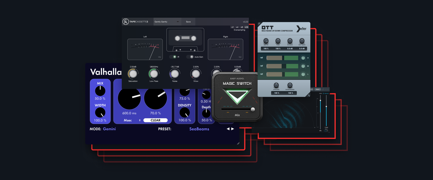 Screenshot of various effect plugins