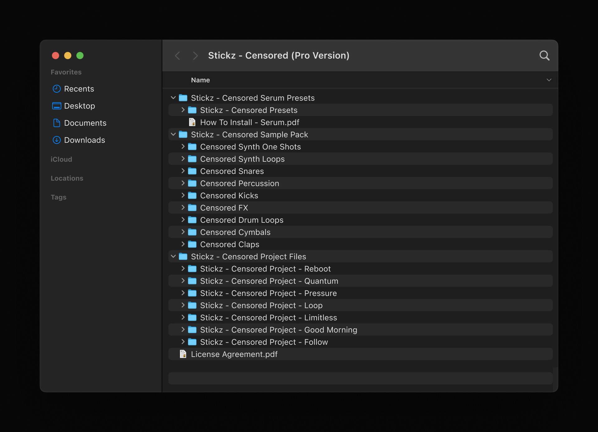     CENSORED Pro Version Product Folder Content